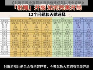 《射雕手游全真督学师助身速成就达成全攻略》