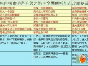 独自探索手游升级之路：全面解析加点攻略秘籍