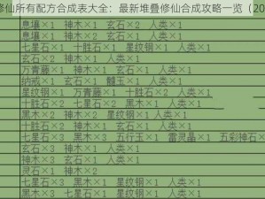 堆叠修仙所有配方合成表大全：最新堆叠修仙合成攻略一览（2022版）