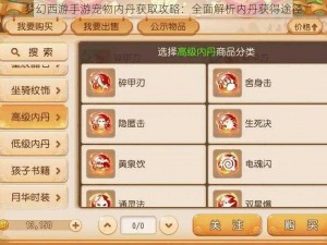 梦幻西游手游宠物内丹获取攻略：全面解析内丹获得途径