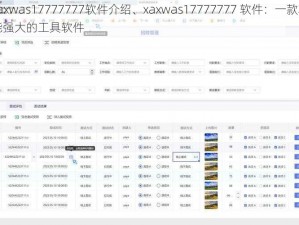 xaxwas17777777软件介绍、xaxwas17777777 软件：一款功能强大的工具软件