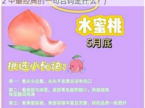 美丽的水蜜桃2最经典的一句(美丽的水蜜桃 2 中最经典的一句台词是什么？)