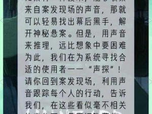 揭秘疑案追声攻略：追踪线索，揭开真相的神秘面纱