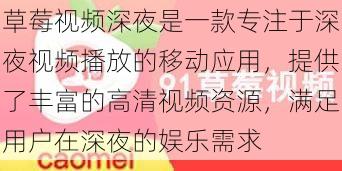 草莓视频深夜是一款专注于深夜视频播放的移动应用，提供了丰富的高清视频资源，满足用户在深夜的娱乐需求