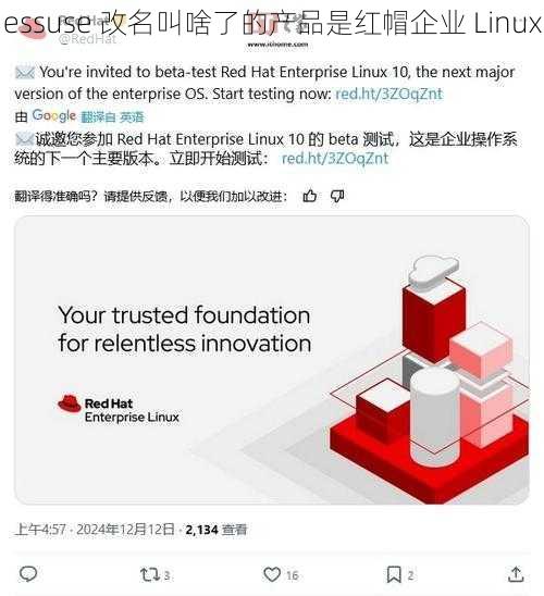 essuse 改名叫啥了的产品是红帽企业 Linux