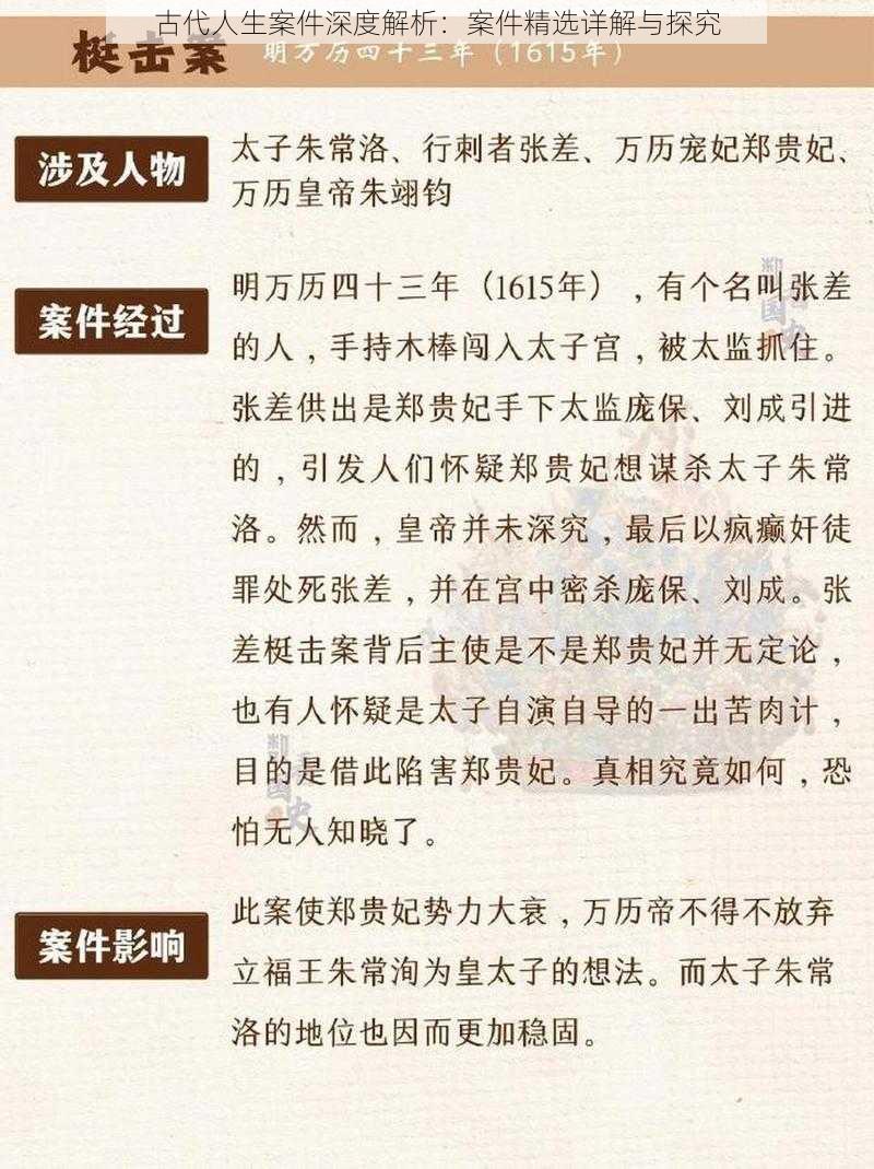 古代人生案件深度解析：案件精选详解与探究