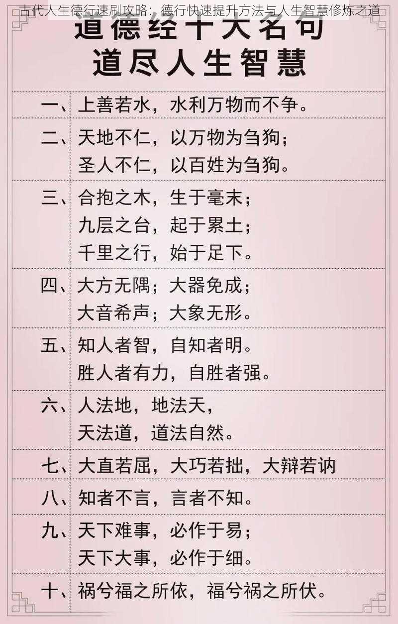 古代人生德行速刷攻略：德行快速提升方法与人生智慧修炼之道