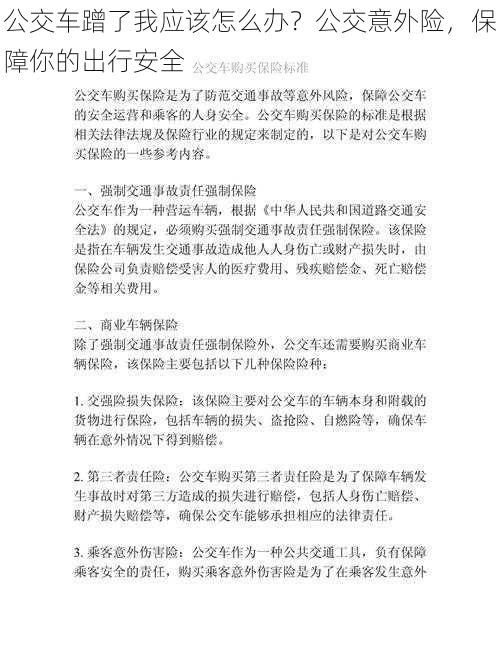 公交车蹭了我应该怎么办？公交意外险，保障你的出行安全