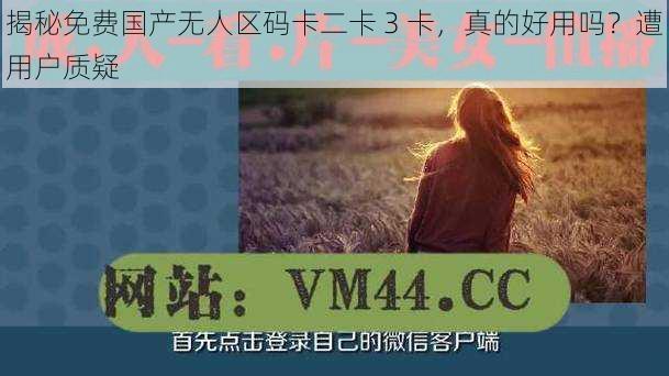 揭秘免费国产无人区码卡二卡 3 卡，真的好用吗？遭用户质疑