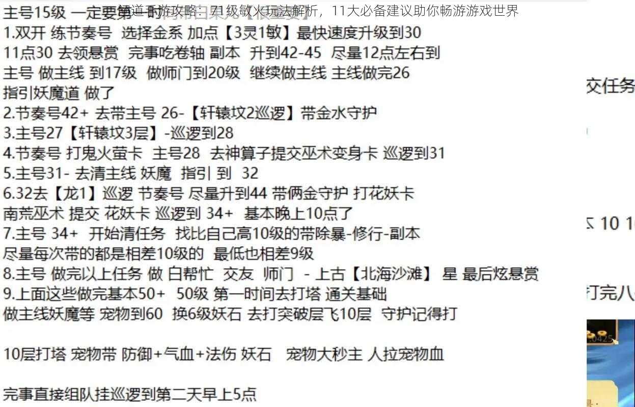 问道手游攻略：71级敏火玩法解析，11大必备建议助你畅游游戏世界