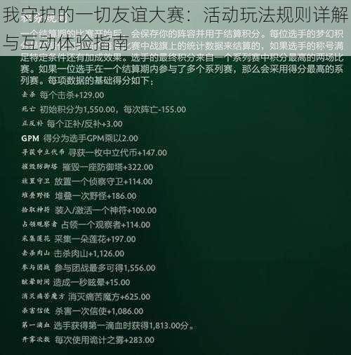 我守护的一切友谊大赛：活动玩法规则详解与互动体验指南