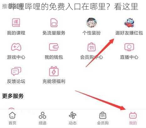 哔哩哔哩的免费入口在哪里？看这里