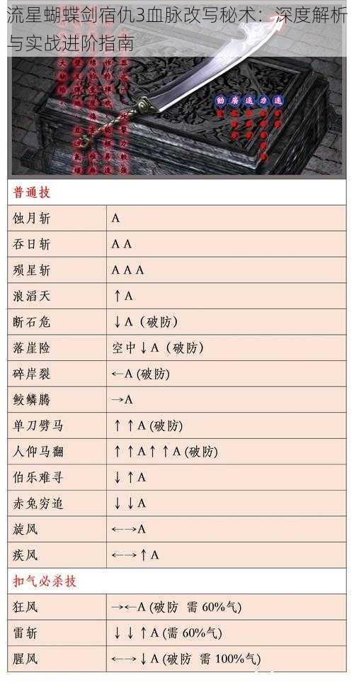 流星蝴蝶剑宿仇3血脉改写秘术：深度解析与实战进阶指南