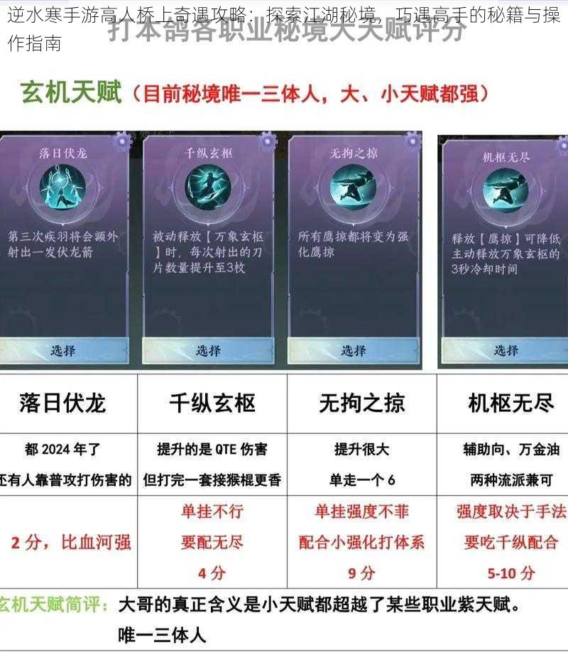 逆水寒手游高人桥上奇遇攻略：探索江湖秘境，巧遇高手的秘籍与操作指南