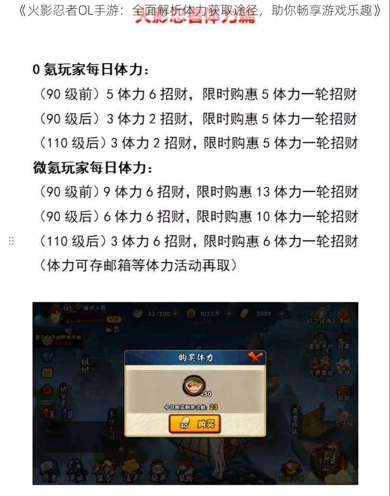 《火影忍者OL手游：全面解析体力获取途径，助你畅享游戏乐趣》