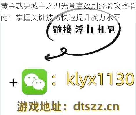 黄金裁决城主之刃光圈高效刷经验攻略指南：掌握关键技巧快速提升战力水平