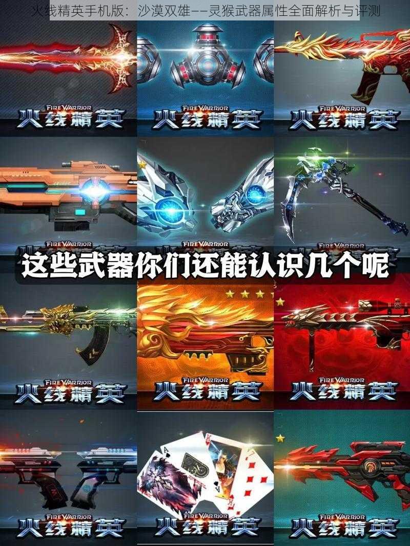 火线精英手机版：沙漠双雄——灵猴武器属性全面解析与评测