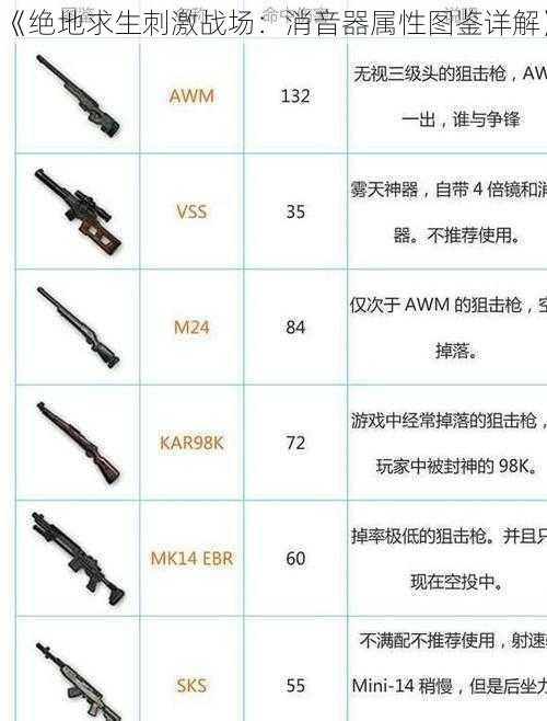 《绝地求生刺激战场：消音器属性图鉴详解》