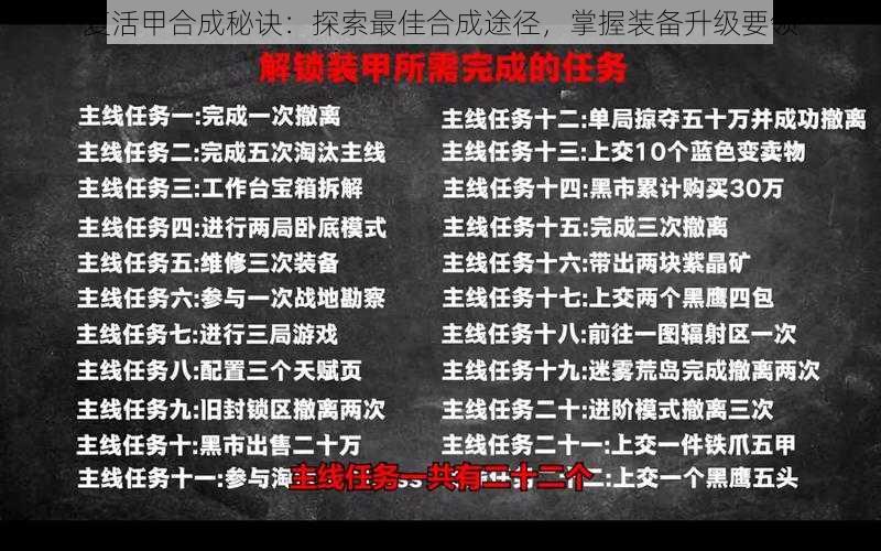 复活甲合成秘诀：探索最佳合成途径，掌握装备升级要领