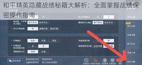 和平精英隐藏战绩秘籍大解析：全面掌握战绩保密操作指南