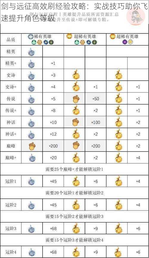 剑与远征高效刷经验攻略：实战技巧助你飞速提升角色等级