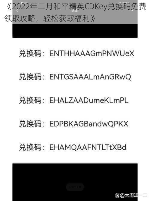 《2022年二月和平精英CDKey兑换码免费领取攻略，轻松获取福利》