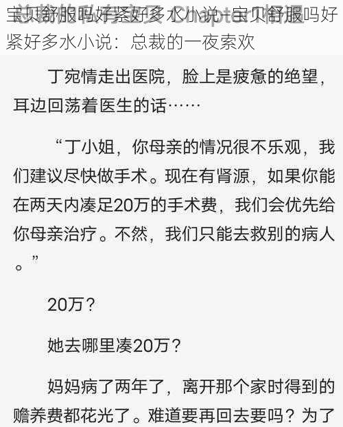 宝贝舒服吗好紧好多水小说—宝贝舒服吗好紧好多水小说：总裁的一夜索欢