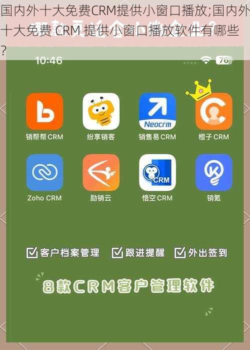 国内外十大免费CRM提供小窗口播放;国内外十大免费 CRM 提供小窗口播放软件有哪些？