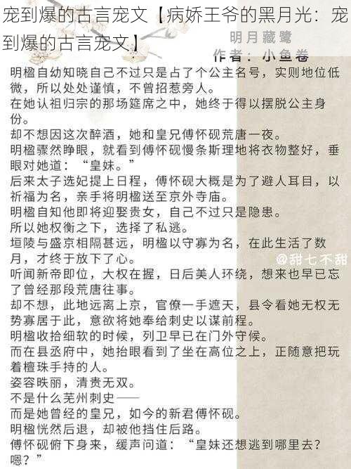 宠到爆的古言宠文【病娇王爷的黑月光：宠到爆的古言宠文】