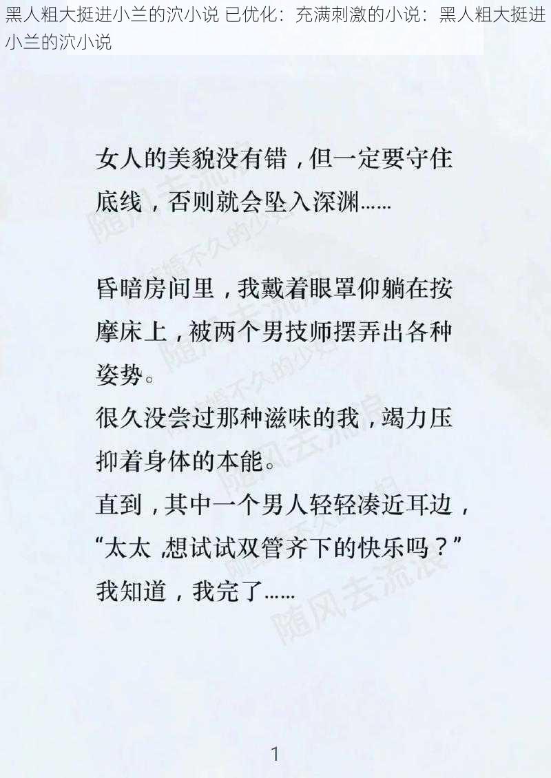 黑人粗大挺进小兰的泬小说 已优化：充满刺激的小说：黑人粗大挺进小兰的泬小说