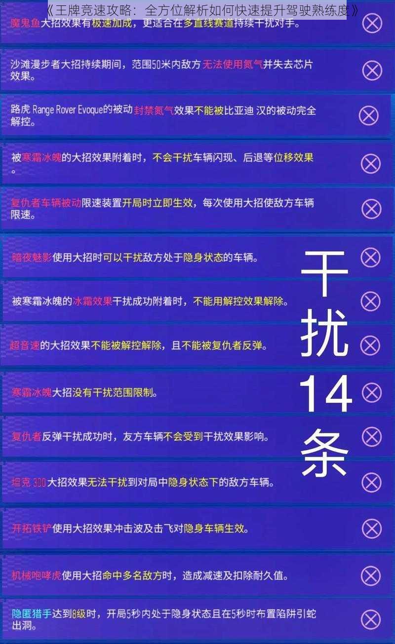 《王牌竞速攻略：全方位解析如何快速提升驾驶熟练度》