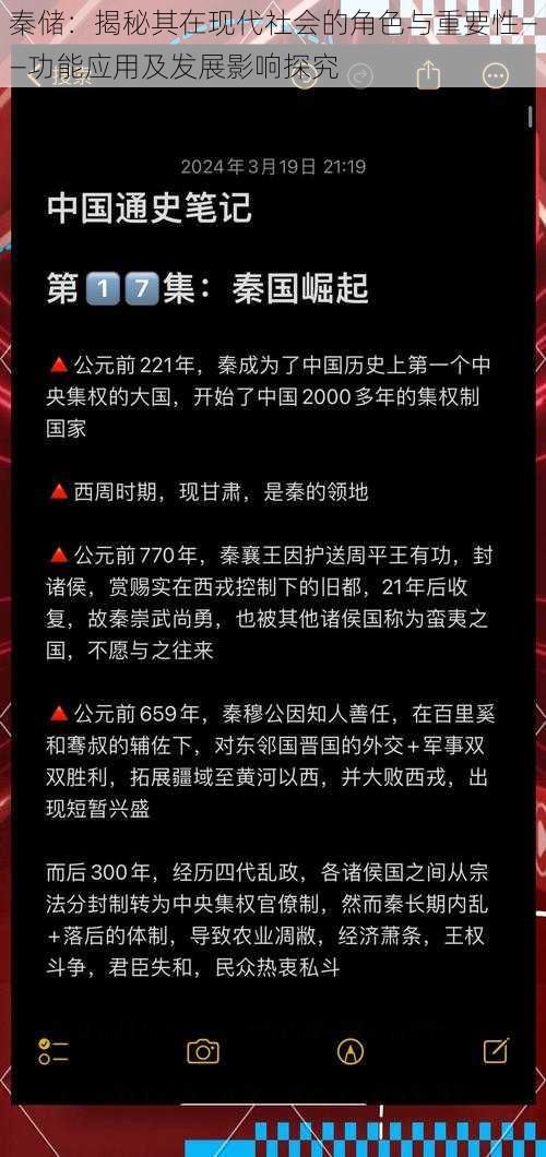 秦储：揭秘其在现代社会的角色与重要性——功能应用及发展影响探究