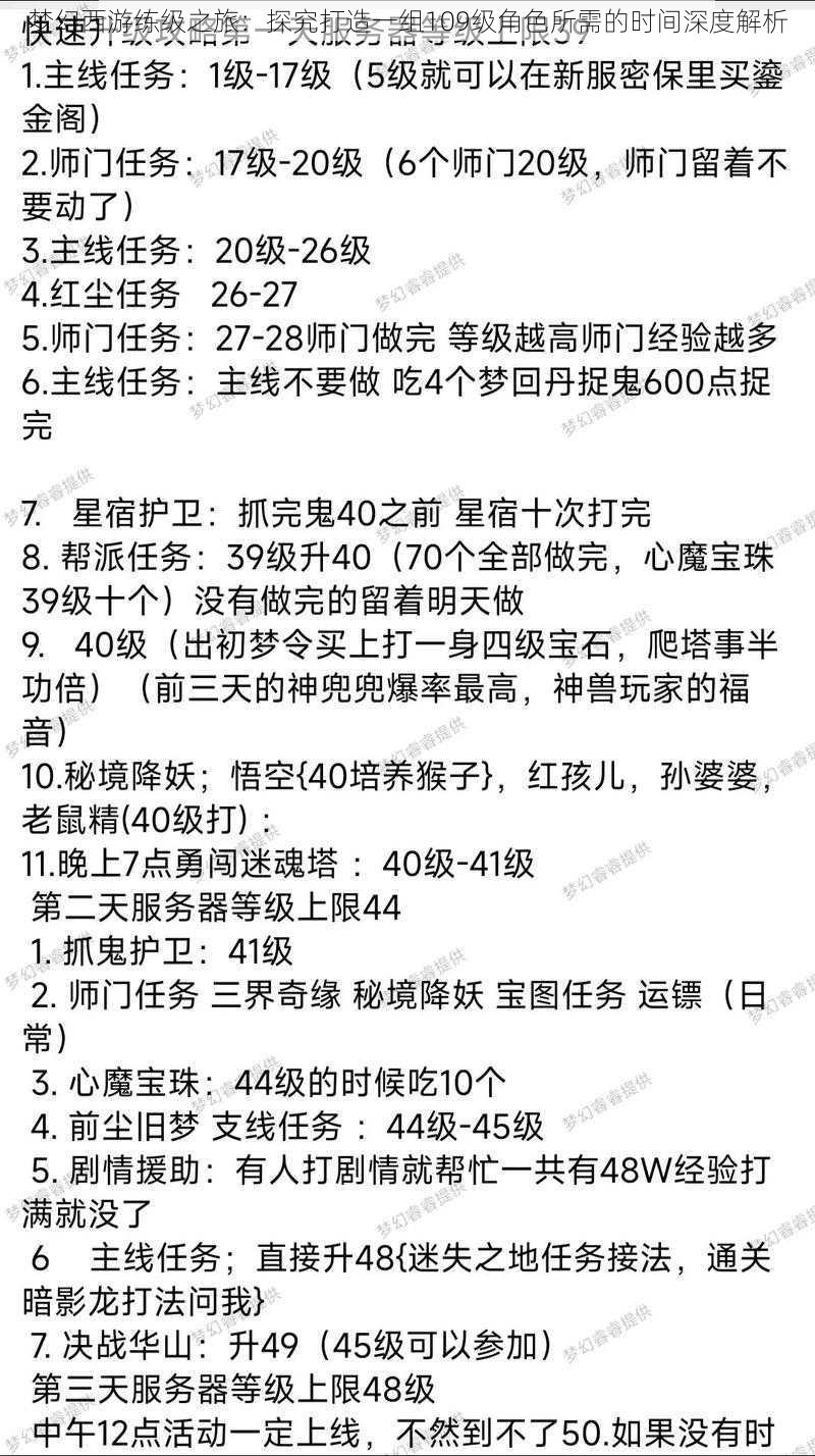 梦幻西游练级之旅：探究打造一组109级角色所需的时间深度解析