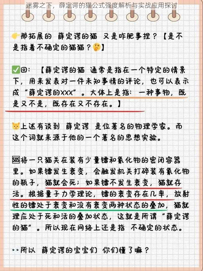 迷雾之下，薛定谔的猫公式强度解析与实战应用探讨