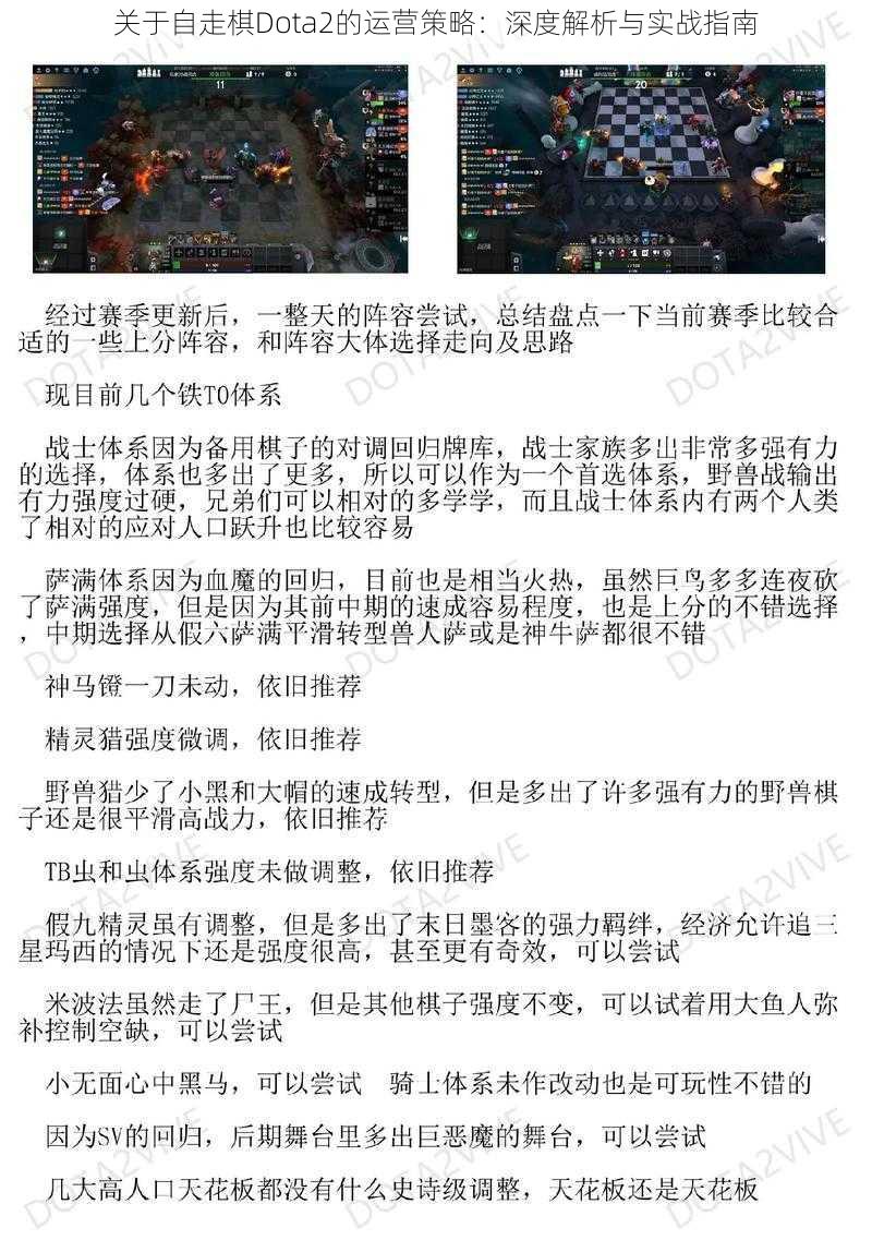 关于自走棋Dota2的运营策略：深度解析与实战指南