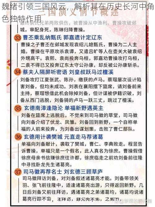 魏绪引领三国风云，解析其在历史长河中角色独特作用