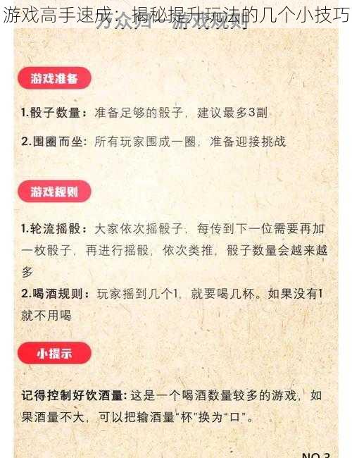 游戏高手速成：揭秘提升玩法的几个小技巧